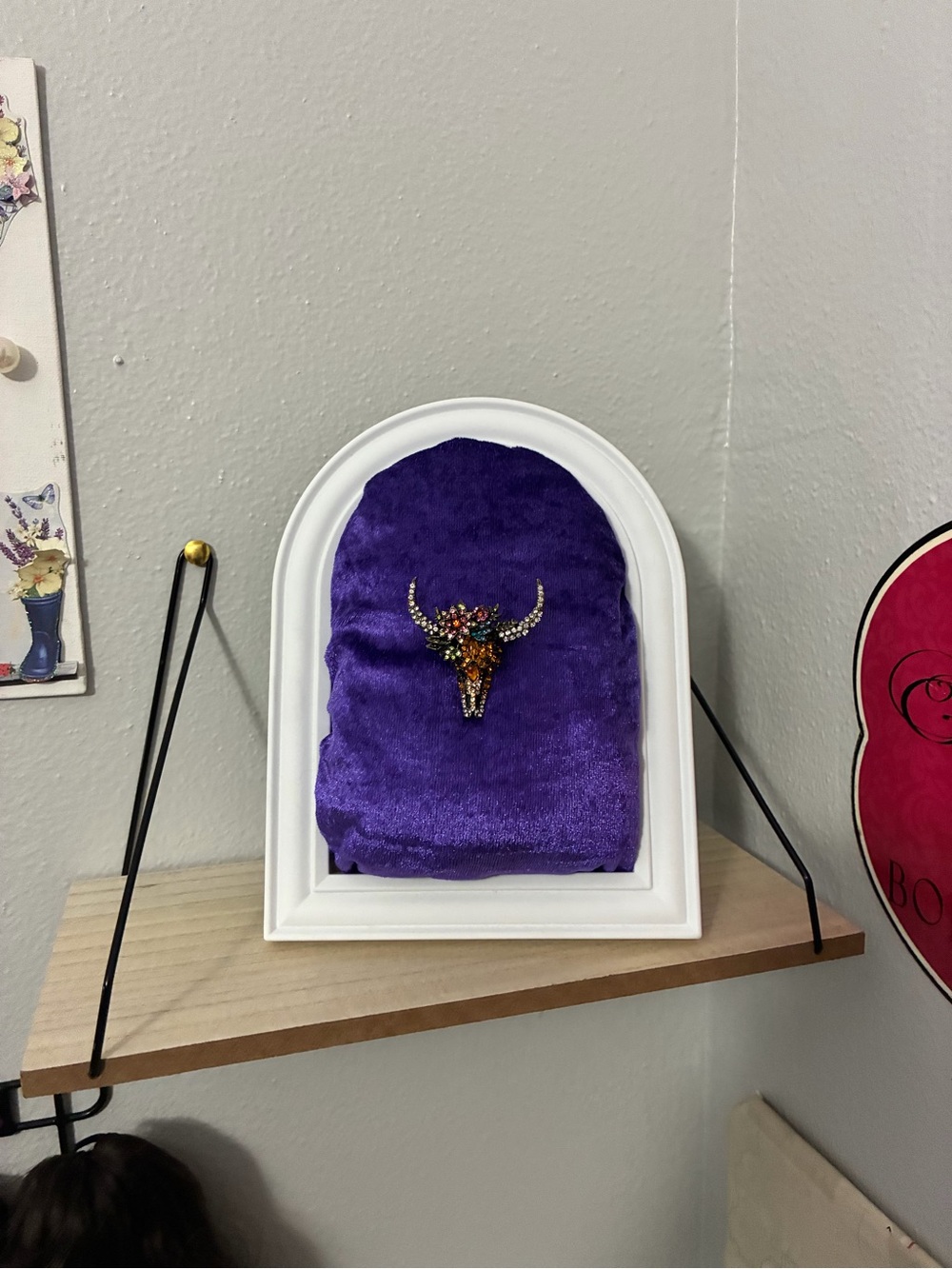 Purple Velvet decor with Crystal Bull Accent